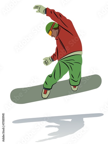 illustration of a snowboarder , vector draw
