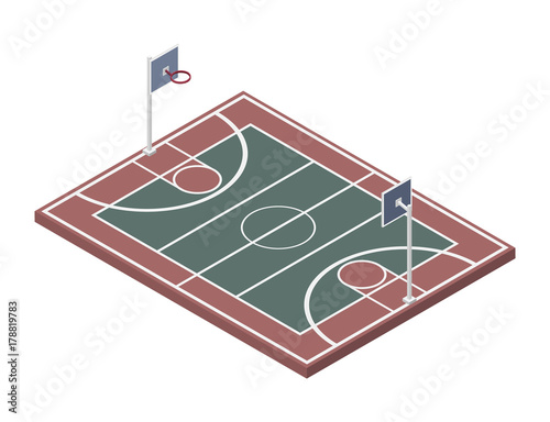 Isometric basketball court vector illustration