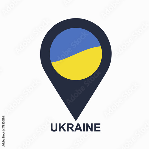 Ukrainian-pin-flag-vector