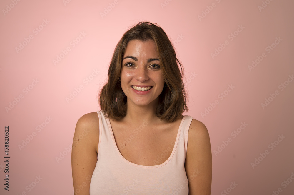 young attractive and beautiful woman laughing happy in nice shock and surprise showing positive and friendly face young attractive and beautiful woman laughing happy in nice shock and surprise showing positive and friendly face