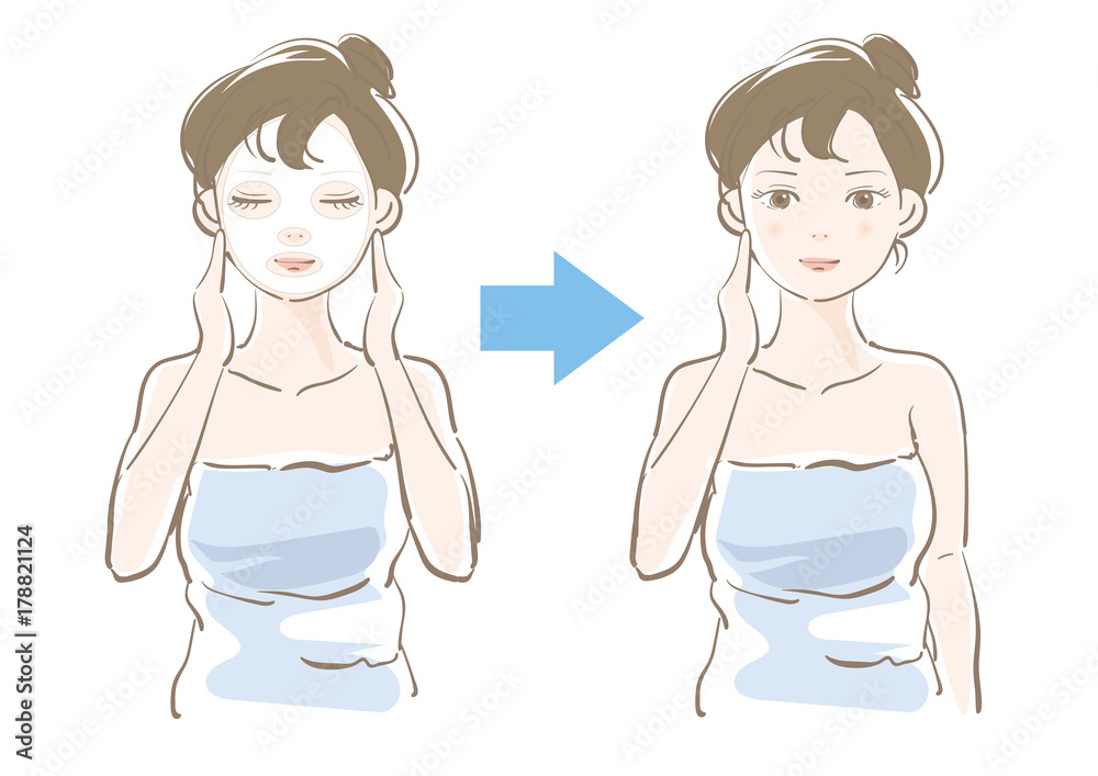 フェイスパックをする女性 フェイスパックをする女性