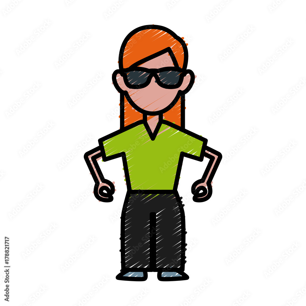 Woman with sunglasses icon vector illustration graphic design