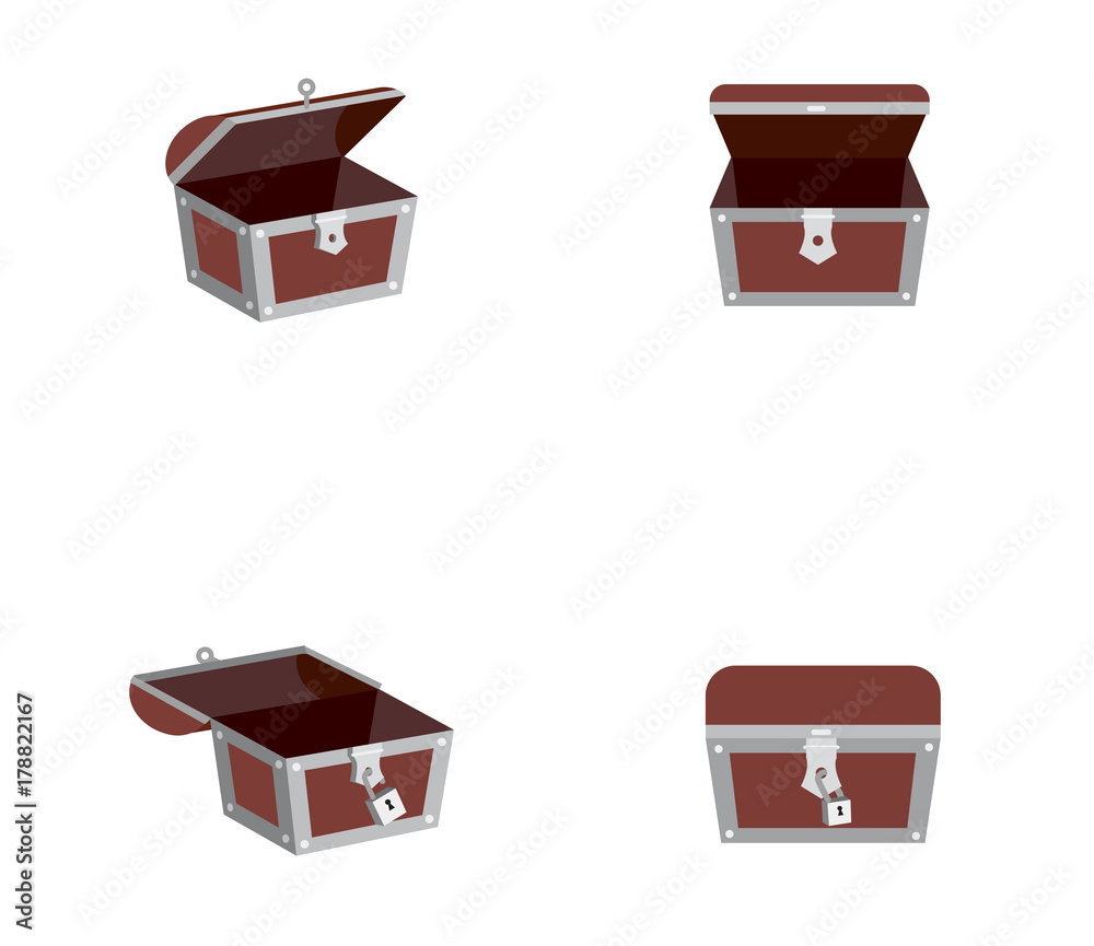 Opened and closed treasure chest Opened and closed treasure chest