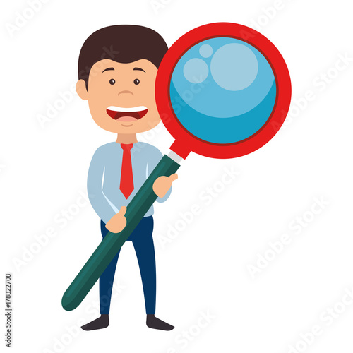 businessman with masgnifying glass avatar character icon