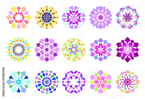 カラフルな花のベクター素材15個セット Colorful flowers-15pcs © tomr