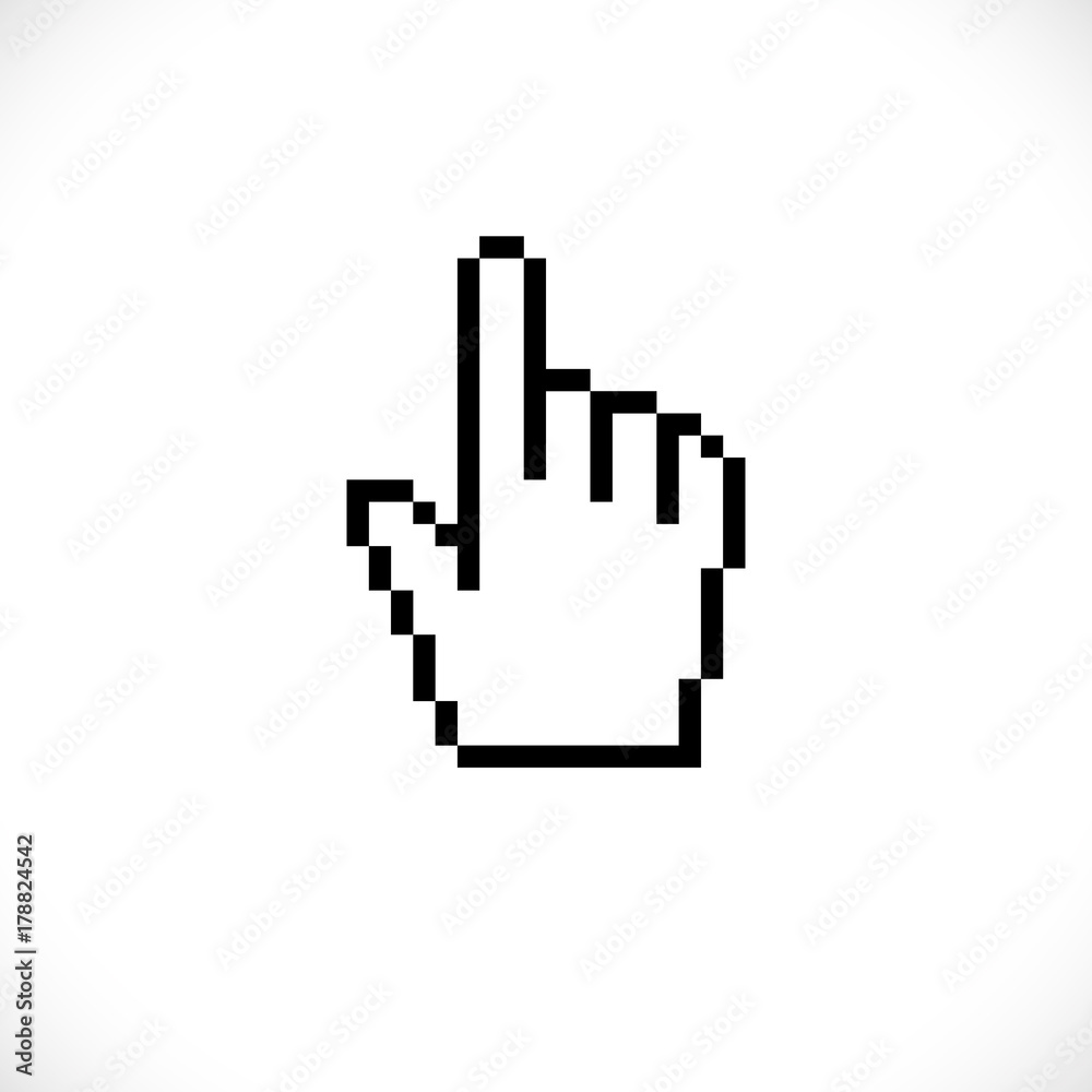 Old style pixel computer mouse cursor hand