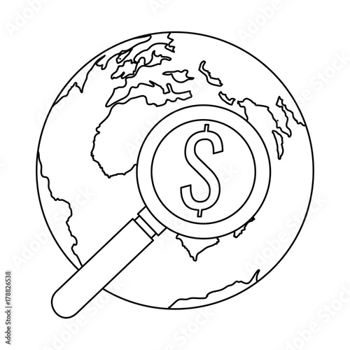 world planet earth with magnifying gkass vector illustration design photo