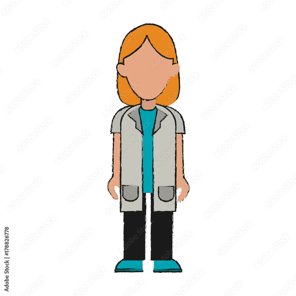 doctor woman avatar full body icon image vector illustration design