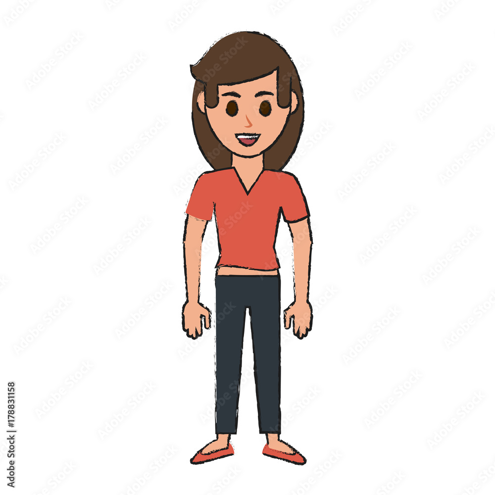 woman happy cartoon full body icon image vector illustration design