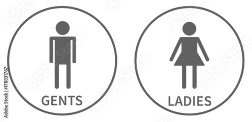 Simple icons for toilet, ladies and gents