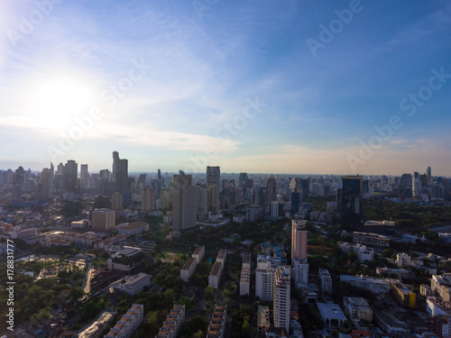 Areial top view of bangkok city residential area. © Baan Taksin Studio