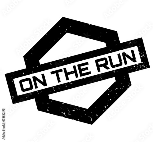 On The Run rubber stamp. Grunge design with dust scratches. Effects can be easily removed for a clean, crisp look. Color is easily changed.