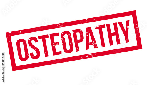 Osteopathy rubber stamp. Grunge design with dust scratches. Effects can be easily removed for a clean, crisp look. Color is easily changed.