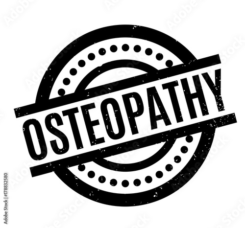 Osteopathy rubber stamp. Grunge design with dust scratches. Effects can be easily removed for a clean, crisp look. Color is easily changed.