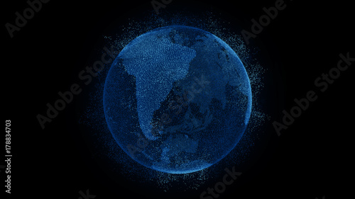Digital Earth, Connection Network Rotation of planet world map background