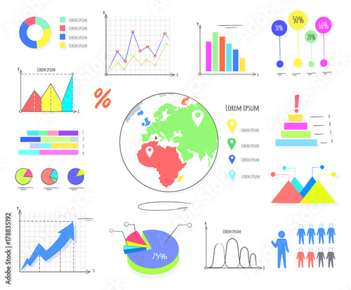 Colorful Graphics and Charts Illustrations Set