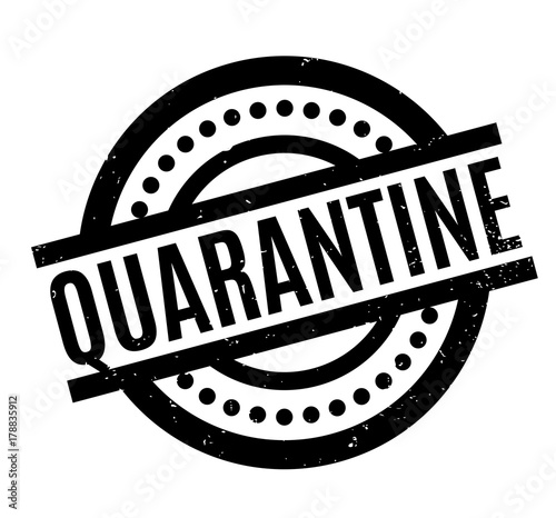 Quarantine rubber stamp. Grunge design with dust scratches. Effects can be easily removed for a clean, crisp look. Color is easily changed.