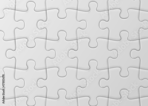 White jigsaw puzzle. Blank simple background.
