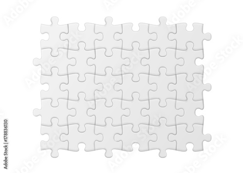Fototapeta White jigsaw puzzle. Blank simple background.