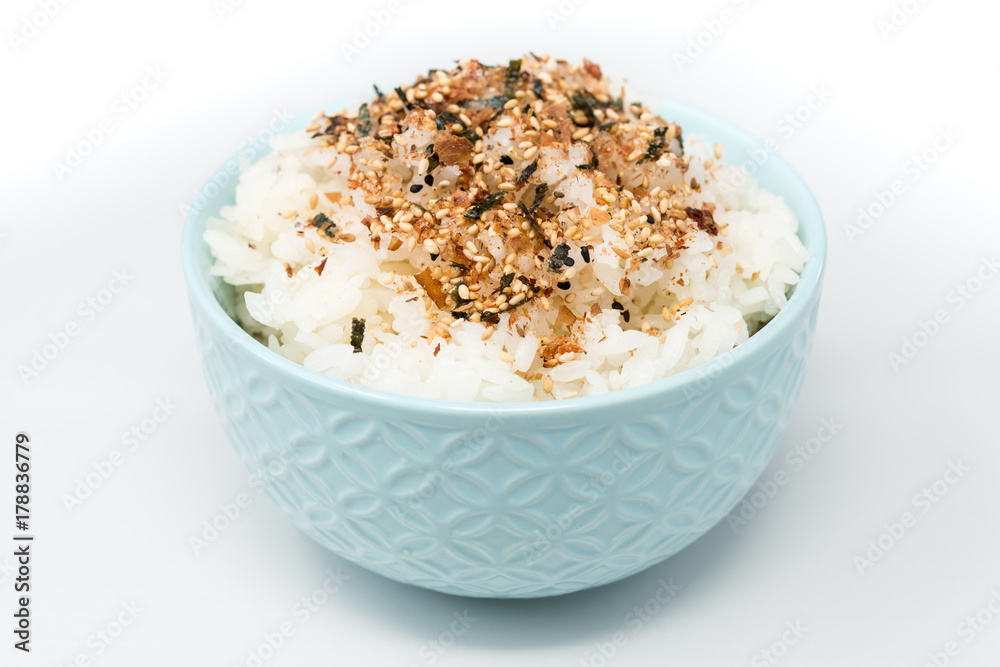 white rice with sesame isolated on background white rice with sesame isolated on background