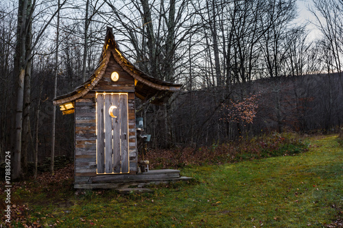 A cute Glamping Outhouse