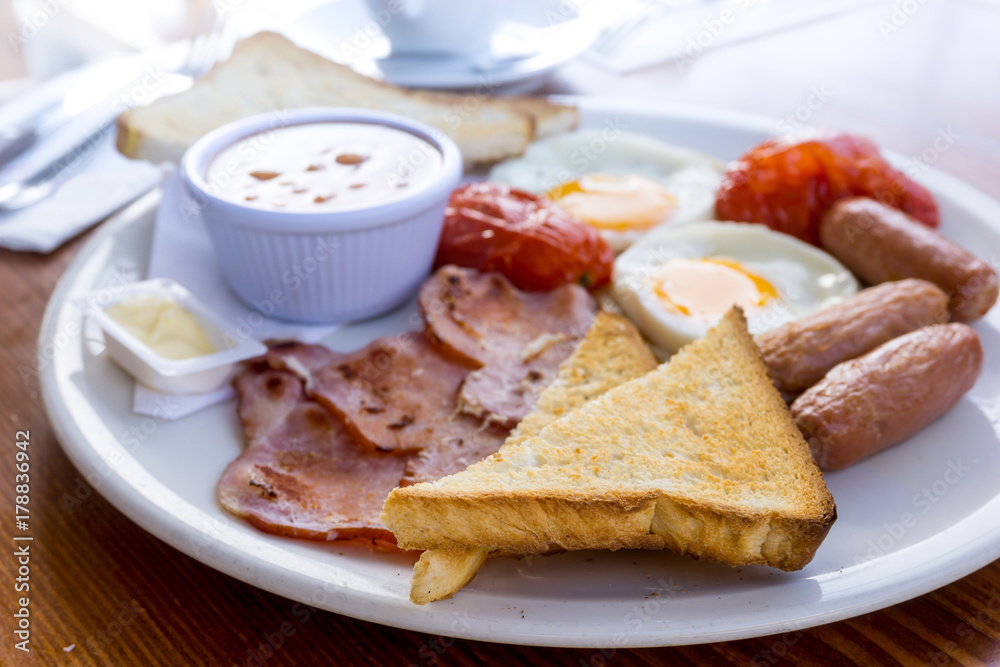 Egg and Toast - classical english breakfast with egg and ham Egg and Toast - classical english breakfast with egg and ham