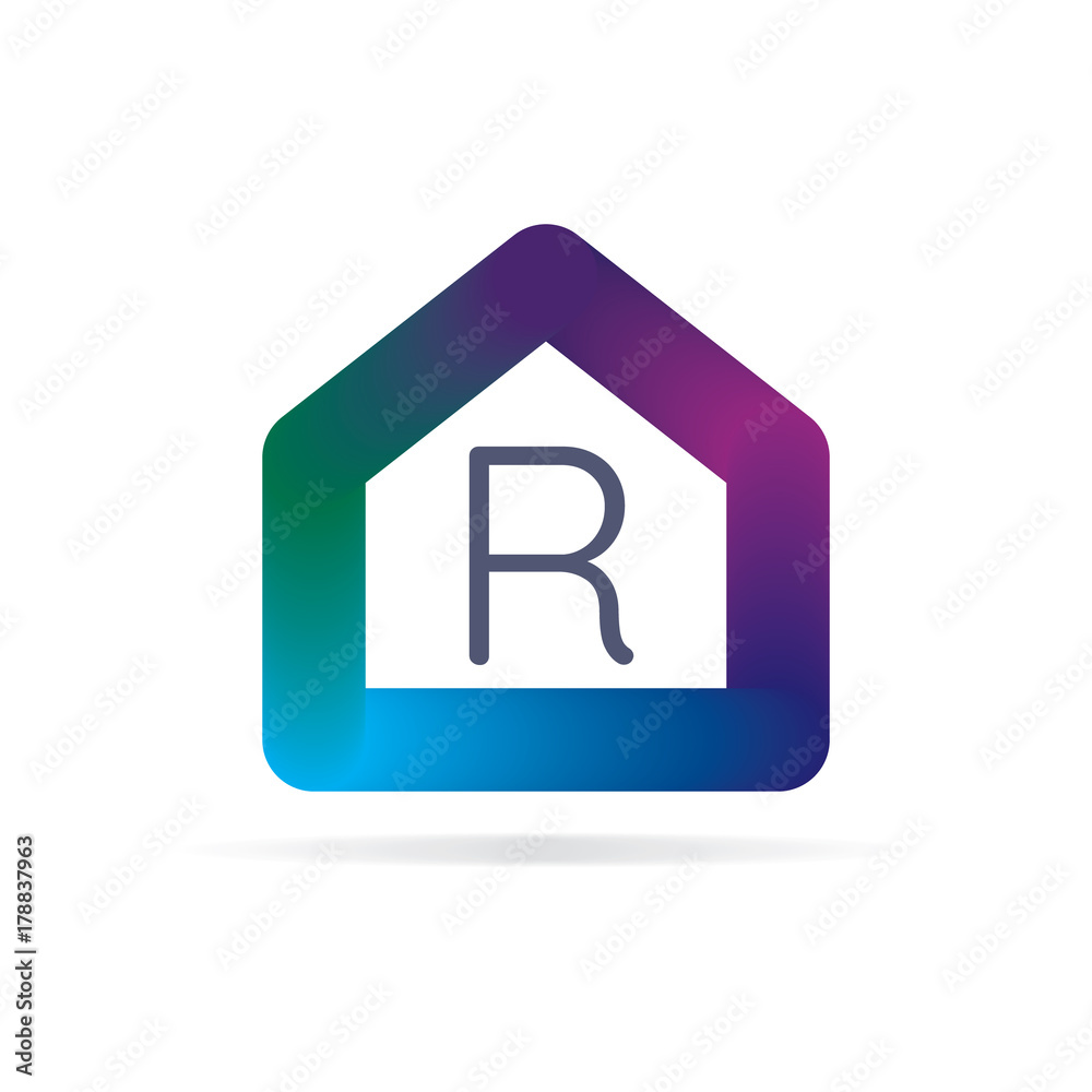 house logo with letter R sign. logo template house logo with letter R sign. logo template