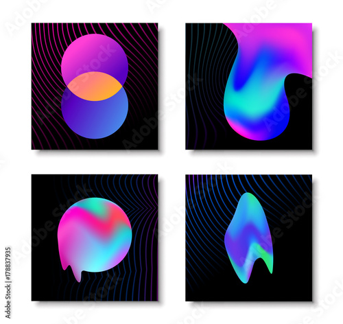 Modern abstract liquid gradient effect card set