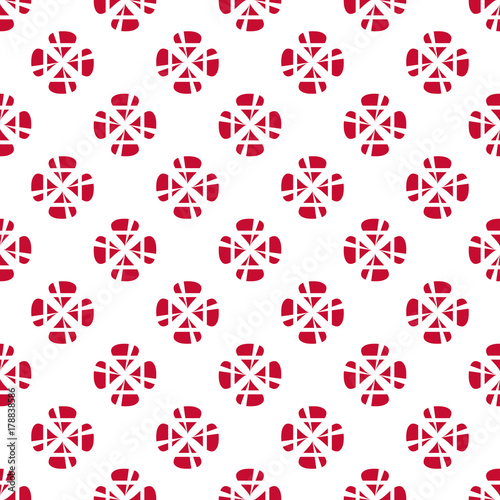 Seamless pattern of stylized flowers in the colors of the Danish flag. Constitution or National Day flat ornament. Happy Constitution day of Denmark background.
