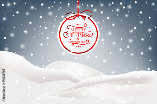 Christmas card with wishes and snow