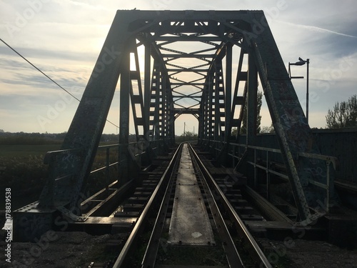 Old textured metal railway bridge 