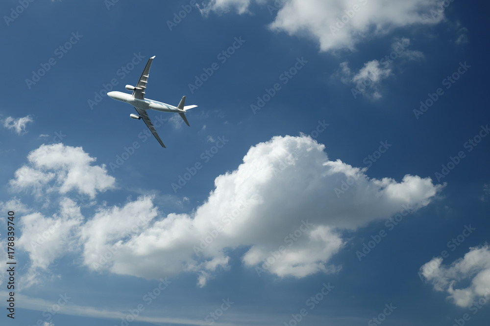 airplane with blue sky background