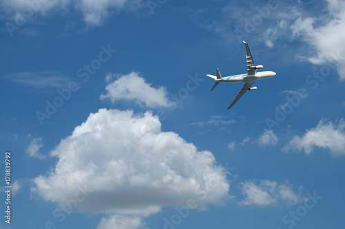 airplane with blue sky background