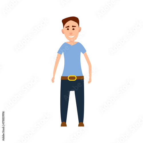 Funny Male Character in Blue T-Shirt Illustration