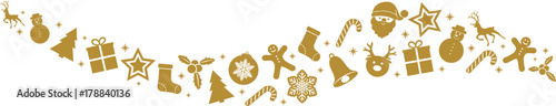 Panoramic banner with Christmas ornaments. Vector. 