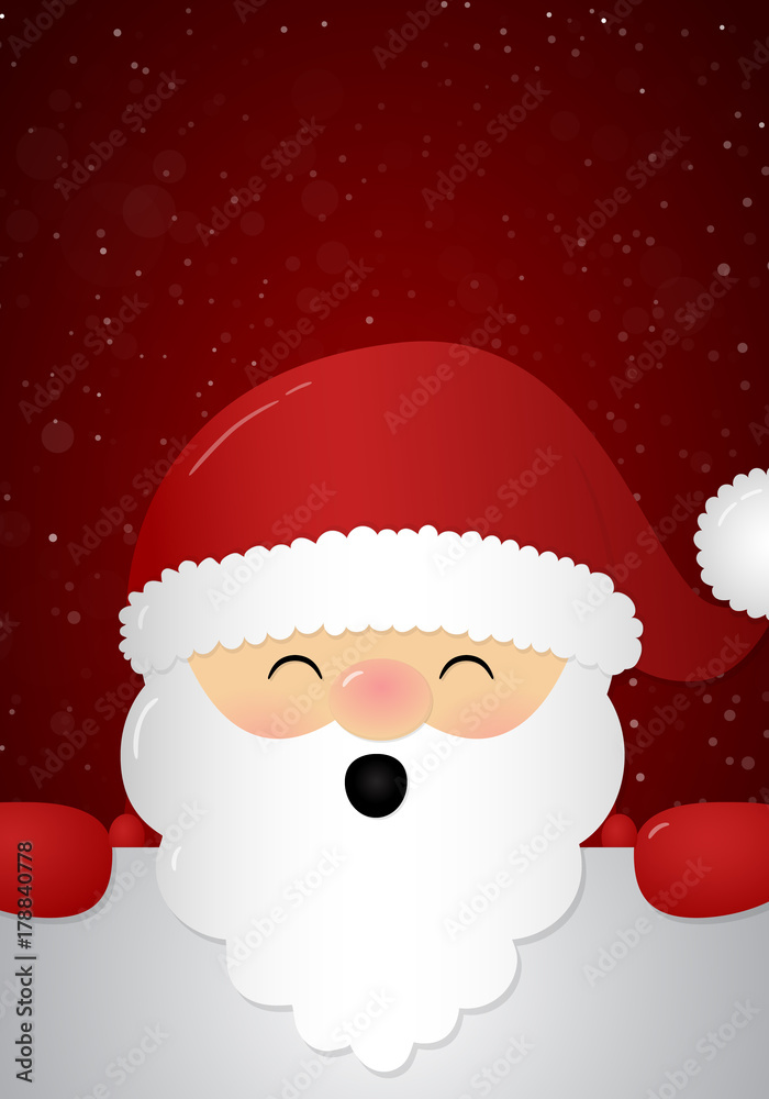 Singing Santa Claus on red background with copyspace. Vector.