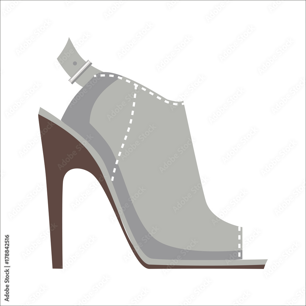 Mules Shoe with High Heel Isolated Illustration