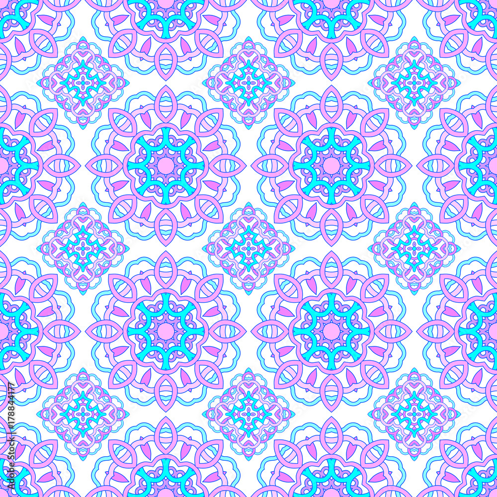 Vector seamless pattern from abstract elements in ethnic style