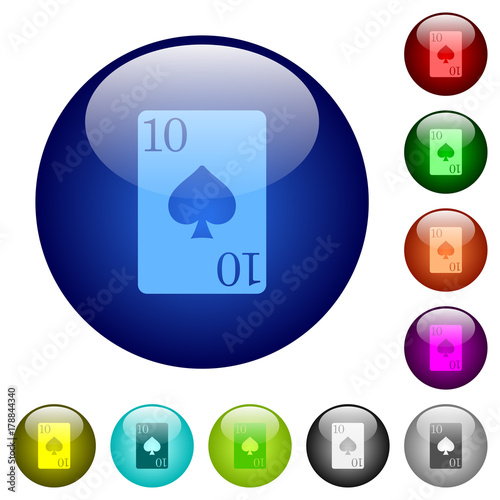 Ten of spades card color glass buttons © botond1977