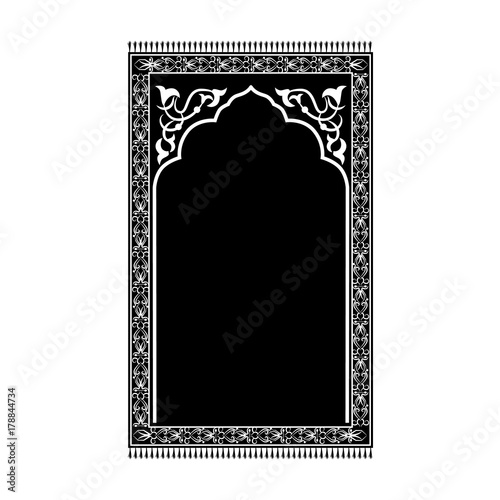 Prayer rug with floral. Arabic Floral Arch. Traditional Islamic Background.