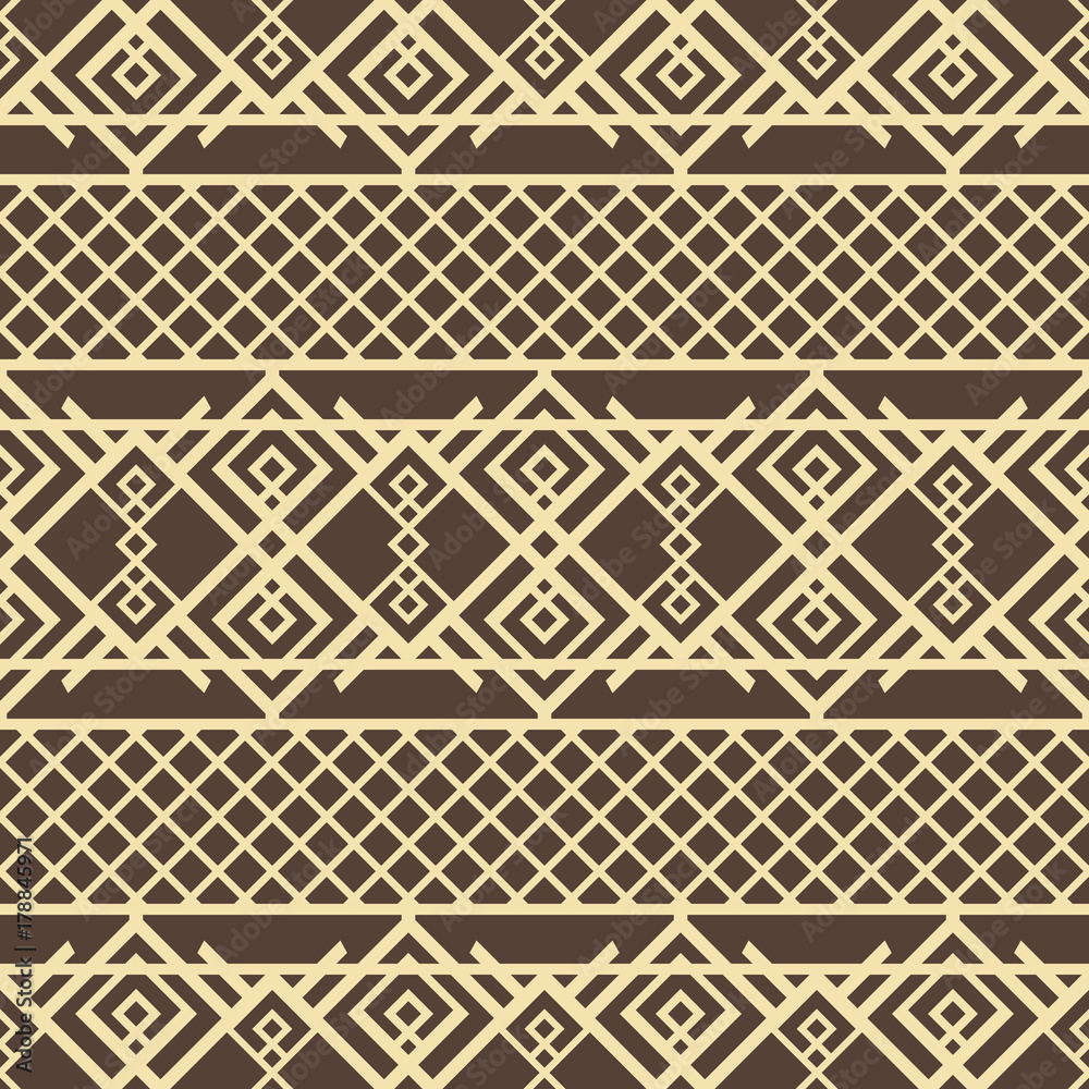 Lattice with openwork oriental elements seamless pattern