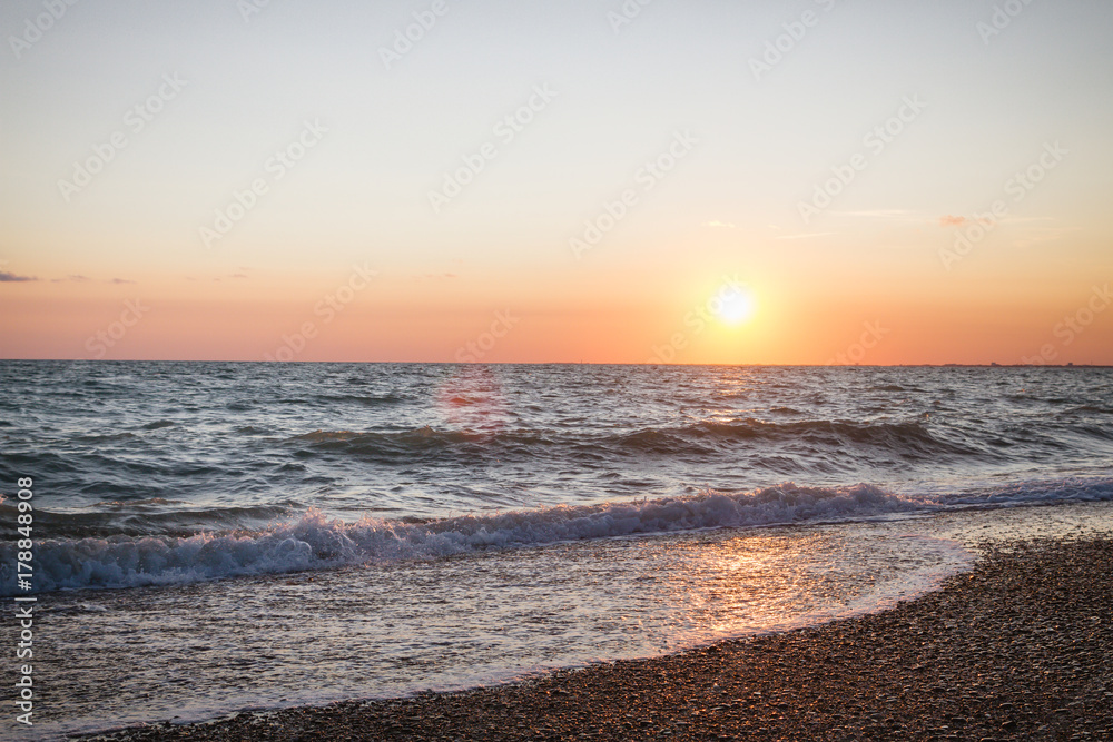 Beautiful sunset on the summer sea