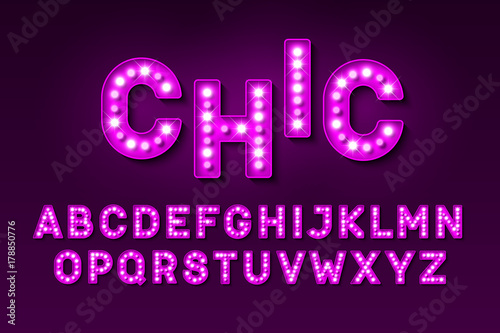 Broadway style retro light bulb font