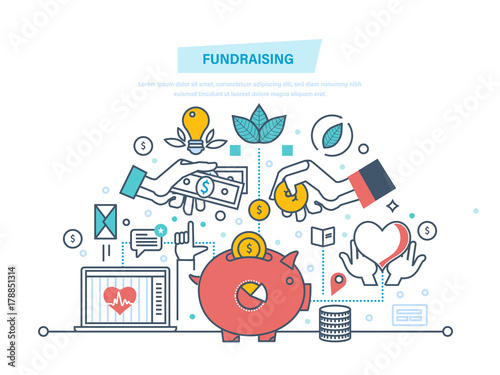 Fundraising concept. Fundraising event, volunteer center. Donation in heart form.