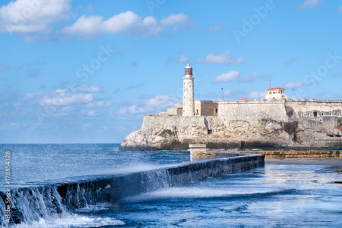 Photography El Morro fortress in Havana during a tropical storm