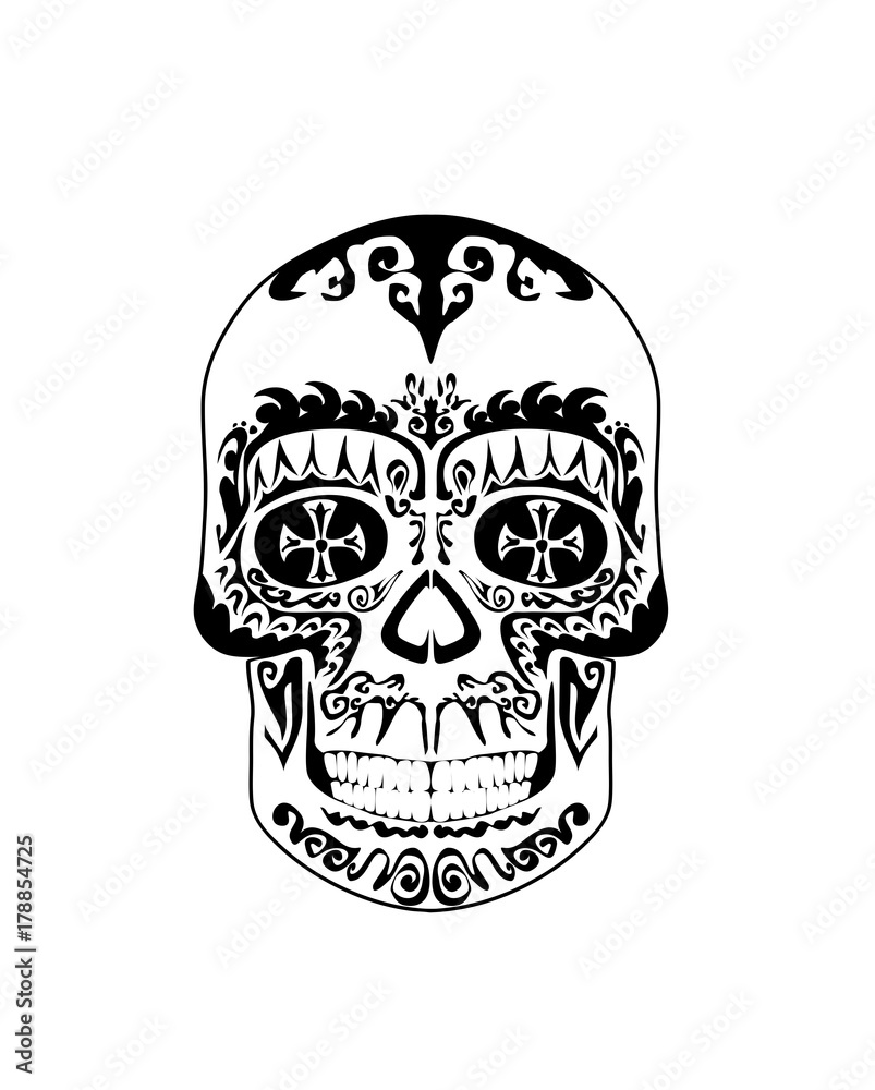 Obraz premium Vintage black and white gothic skull