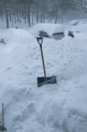 Snow shovel in a mound fo snow during a blizzard, Germantown, Maryland. iphone 6