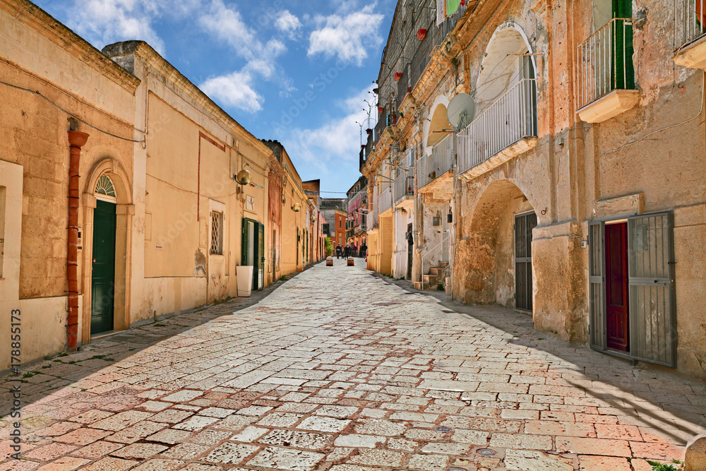 Fototapeta premium Matera, Basilicata, Italy: ancient street in the old town 