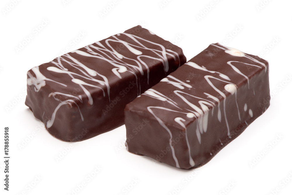 Chocolate candies close-up, isolated on white background Chocolate candies close-up, isolated on white background
