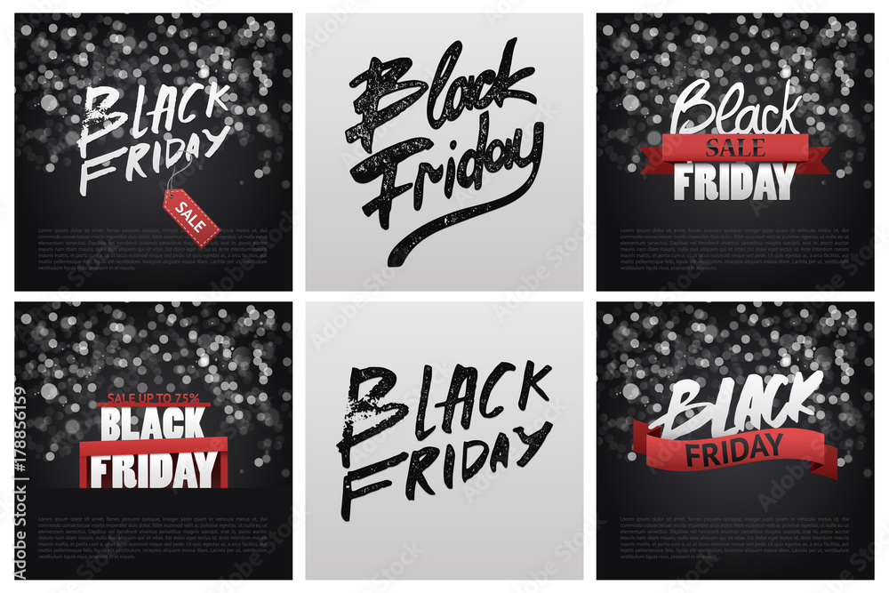 Fototapeta premium Black Friday Sale Poster Background. Handwritten modern brush lettering.
